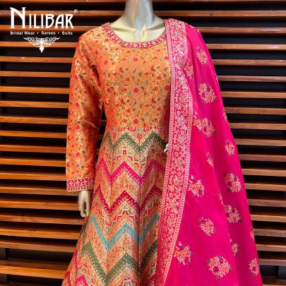 Multicolor Banarasi Silk Anarkali Suit