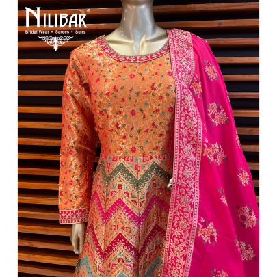 Multicolor Banarasi Silk Anarkali Suit