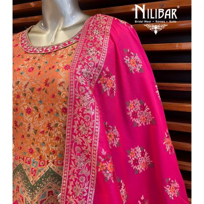 Multicolor Banarasi Silk Anarkali Suit