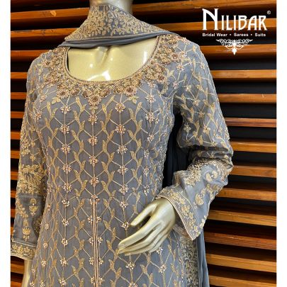 Grey Georgette Anarkali Suit