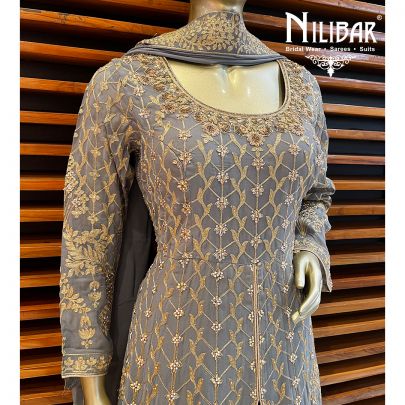 Grey Georgette Anarkali Suit