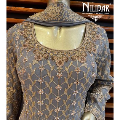 Grey Georgette Anarkali Suit