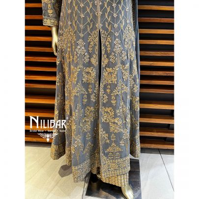 Grey Georgette Anarkali Suit