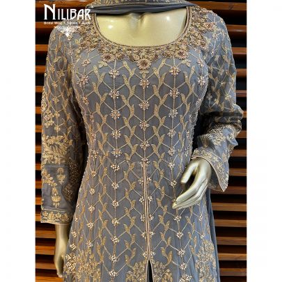 Grey Georgette Anarkali Suit
