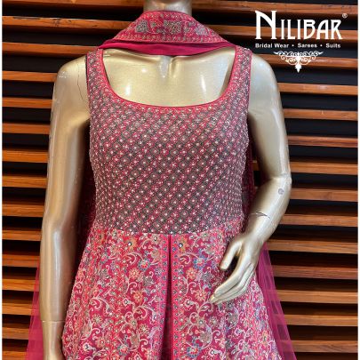 Hot Pink Silk and Net Anarkali Suit