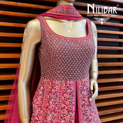Hot Pink Silk and Net Anarkali Suit