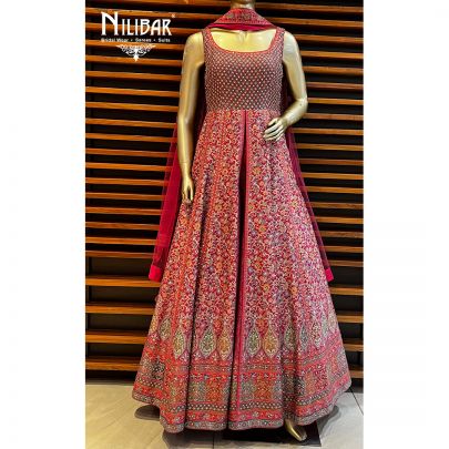 Hot Pink Silk and Net Anarkali Suit