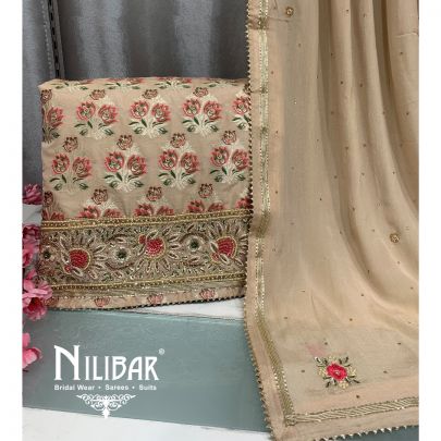 Beige Silk Unstitched Suit 