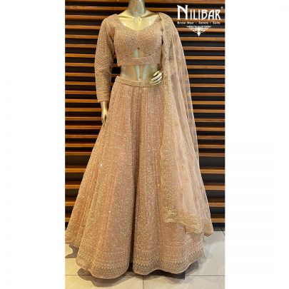 Pastel Pink Net Reception Lehenga