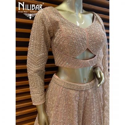 Pastel Pink Net Reception Lehenga
