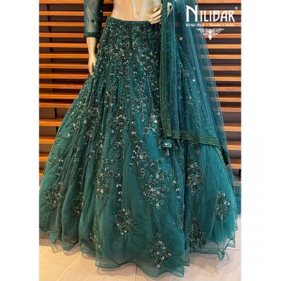 Emerald Green Net Reception Lehenga