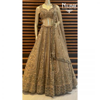 Champagne Net Reception Lehenga