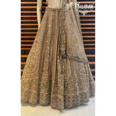 Champagne Net Reception Lehenga