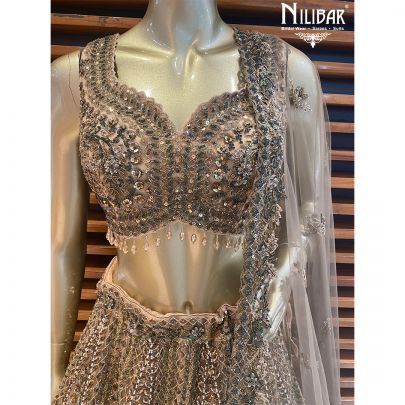Champagne Net Reception Lehenga