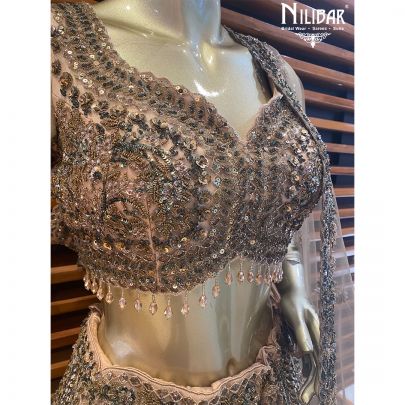 Champagne Net Reception Lehenga
