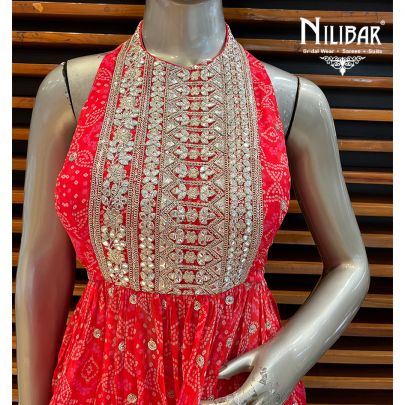 Scarlet Red Georgette  Dhoti suit set
