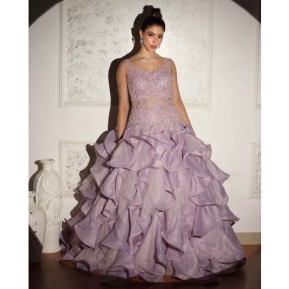 Lavender Organza and Tissue Gown