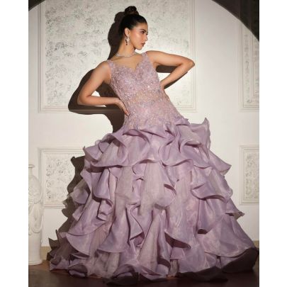 Lavender Organza and Tissue Gown
