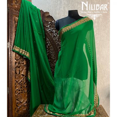 Forest Green Georgette Saree