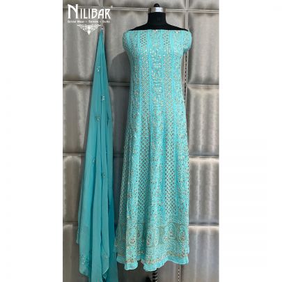 Sky Blue Georgette Semi Stitch Anarkali