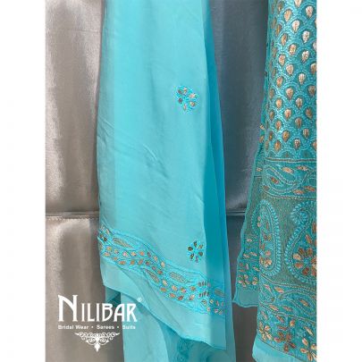 Sky Blue Georgette Semi Stitch Anarkali