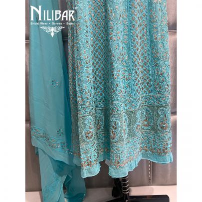 Sky Blue Georgette Semi Stitch Anarkali
