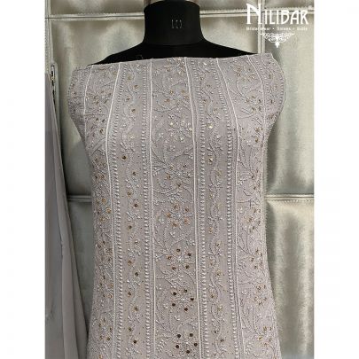 Gray Georgette Semi Stitch Anarkali
