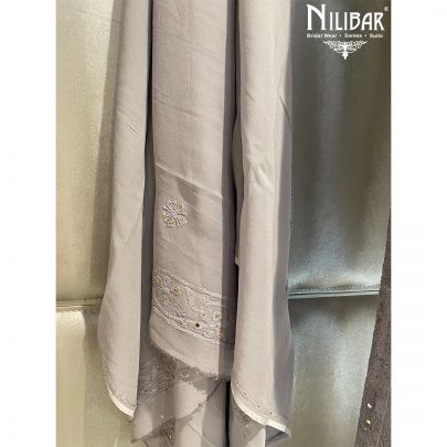Gray Georgette Semi Stitch Anarkali