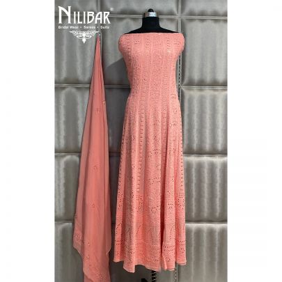 Light Pink Georgette Semi Stitch Aanarkali