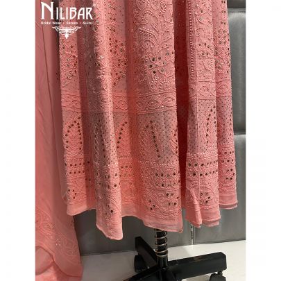Light Pink Georgette Semi Stitch Aanarkali