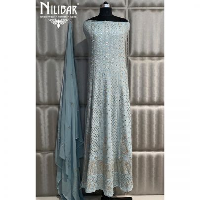 Light Blue Georgette Semi Stitched Anarkali