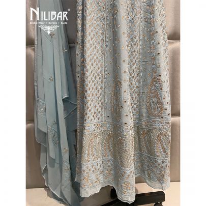 Light Blue Georgette Semi Stitched Anarkali