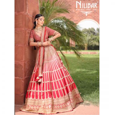 Red Silk and Organza Bridal Lehenga