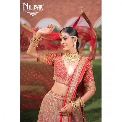 Red Silk and Organza Bridal Lehenga