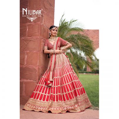 Red Silk and Organza Bridal Lehenga