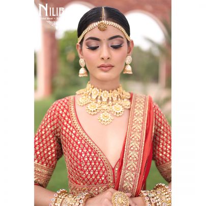 Red Silk and Organza Bridal Lehenga