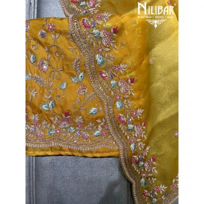 Honey Organza Unstitched Suit