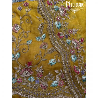 Honey Organza Unstitched Suit