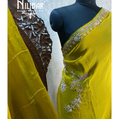 Pickle Green Georgette Saree
