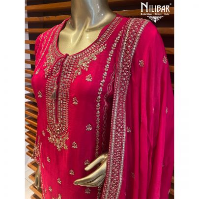 Hot Pink Chinon Palazzo Suit