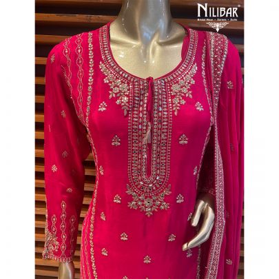 Hot Pink Chinon Palazzo Suit