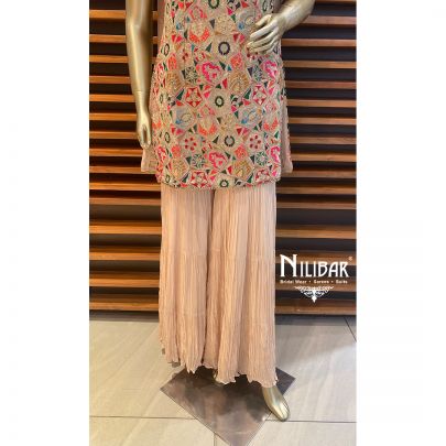 Beige Georgette and Chinon Garara Suit