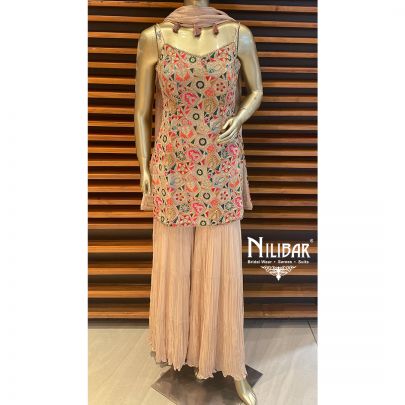 Beige Georgette and Chinon Garara Suit