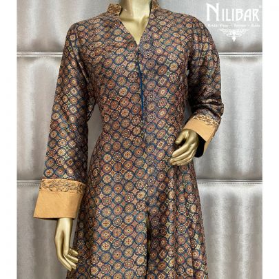 Beige and Dark Blue Pajami Suit
