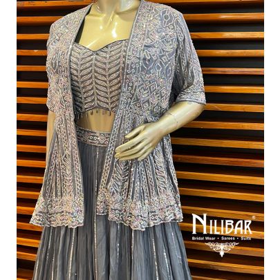 Fossil Crepe Lehenga