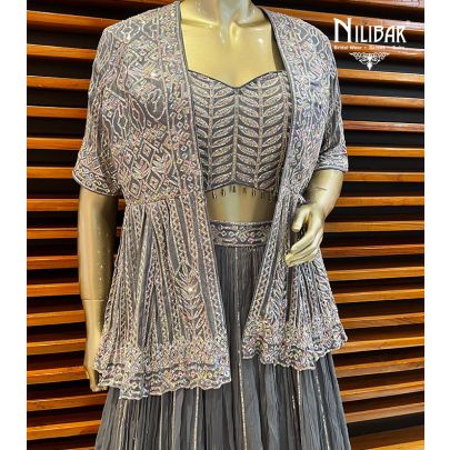 Fossil Crepe Lehenga