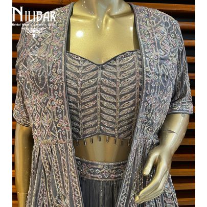 Fossil Crepe Lehenga