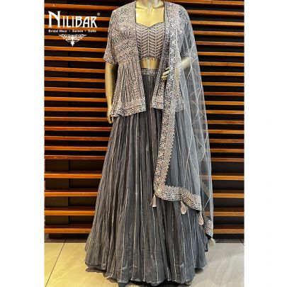 Fossil Crepe Lehenga