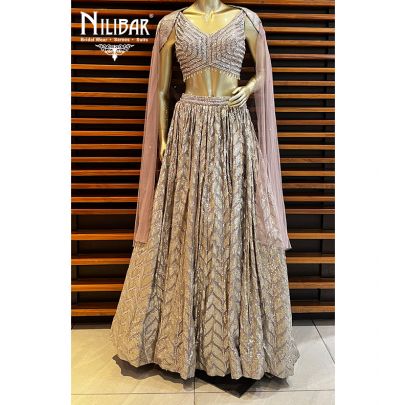 Grey Net(Top) Georgette (Skirt) Lehenga