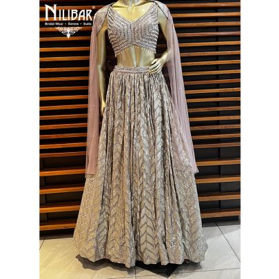 Grey Net(Top) Georgette (Skirt) Lehenga